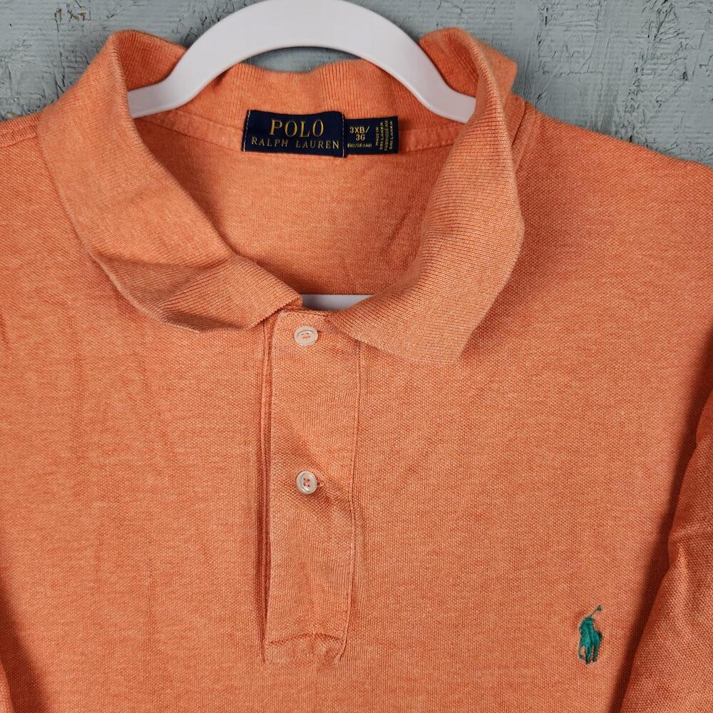 Polo Ralph Lauren Polo Shirt Mens 3XB Big Orange Small Pony Logo Heather Golf